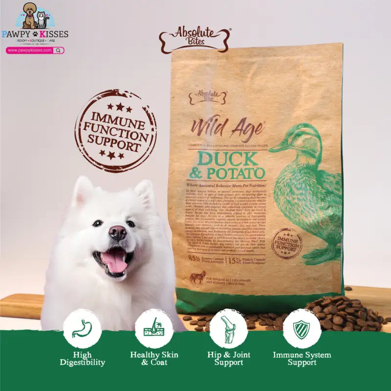 Absolute Bites Wild Age Dry Dog Food - Duck & Potato (3.3lbs/22lbs)