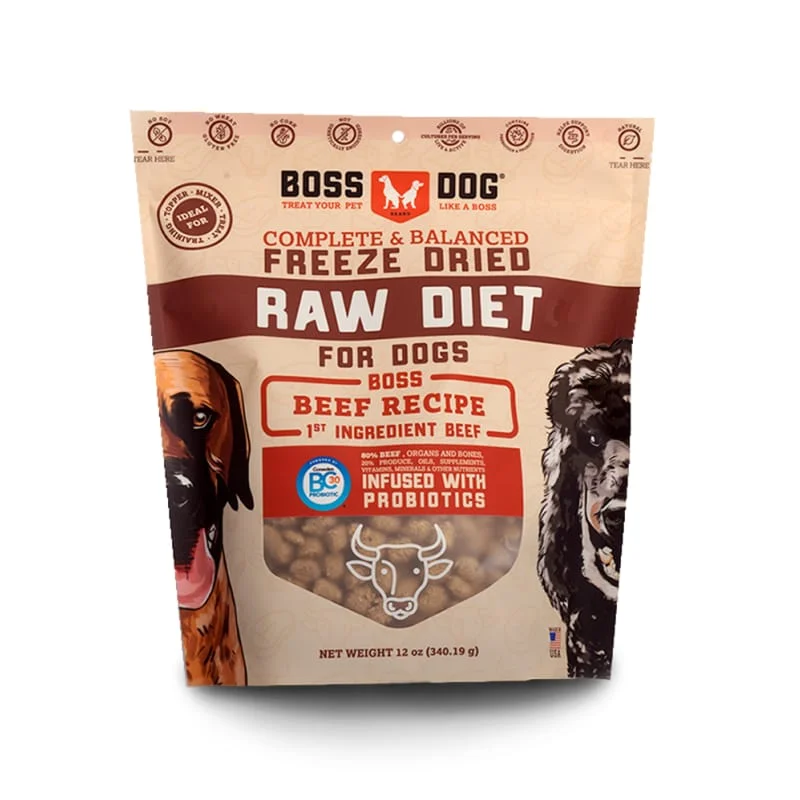 3 For $190 Boss Dog Beef Recipe Freeze-dried Dog Food 12oz