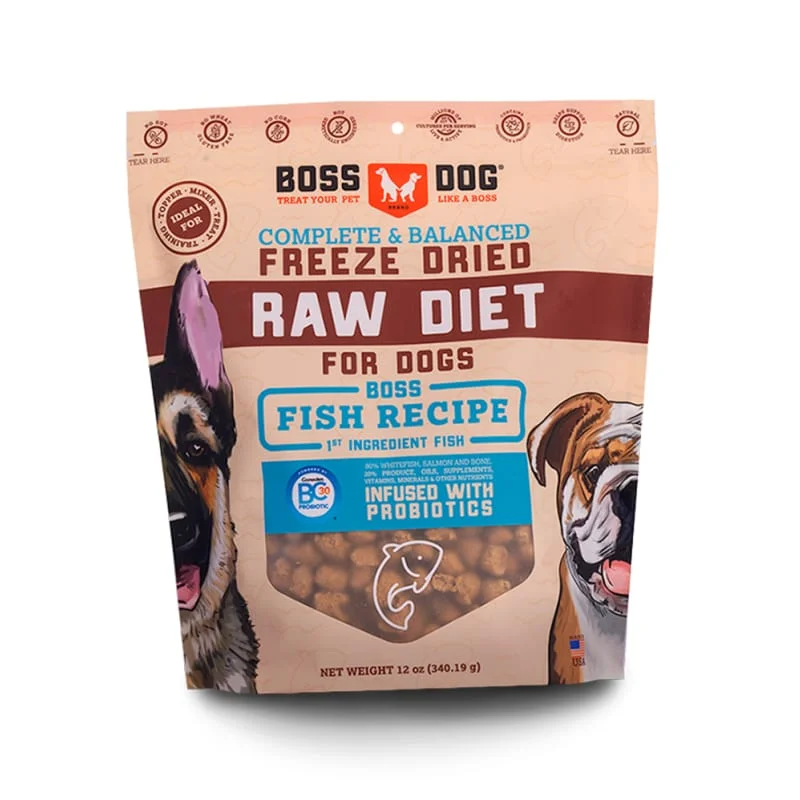 3 For $190 Boss Dog Fish Recipe Freeze-dried Dog Food 12oz