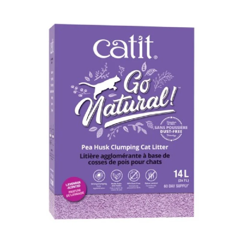 Catit Go Natural Clumping Pea Husk Cat Litter (Lavender Scented) 14L