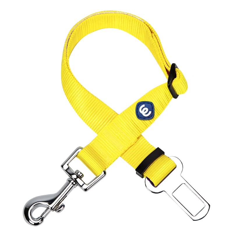 Universal Nylon Adjustable Safety Dog Seat Belt for Puppy S M L Boy Girl Dogs, Yellow