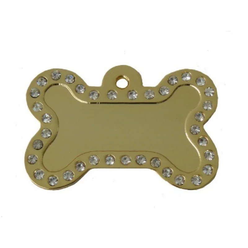 Crystal Bone ID Tag - Gold