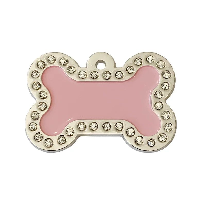 Crystal Bone ID Tag - Pink & Silver