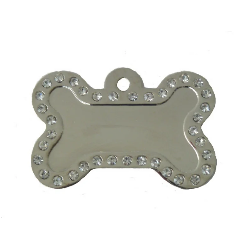 Crystal Bone ID Tag - Silver