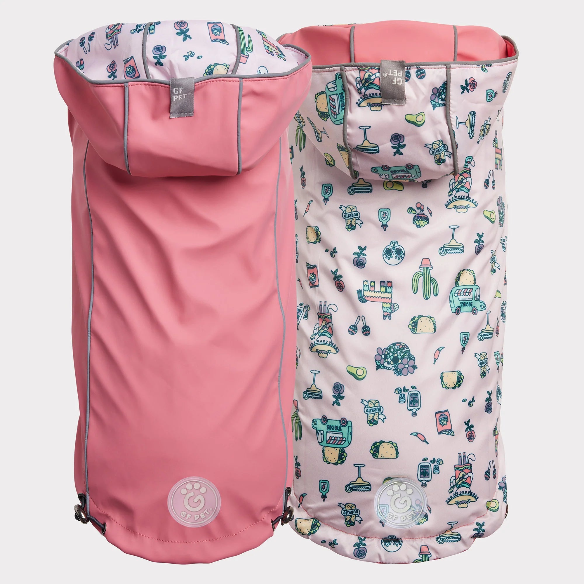 Dog Rain Coat - Reversible Pink Fiesta