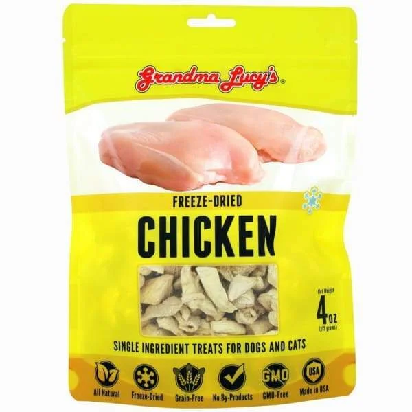 [10% OFF] Grandma Lucy's Singles Chicken Freeze-Dried Cat & Dog Treats 3.5oz