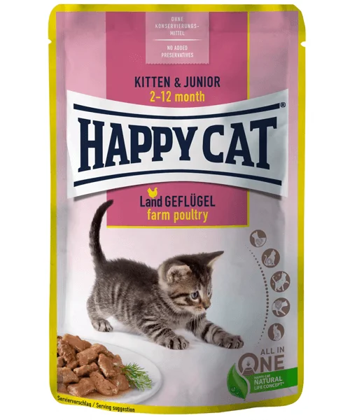 Happy Cat - Kitten & Junior Farm Poultry 85g