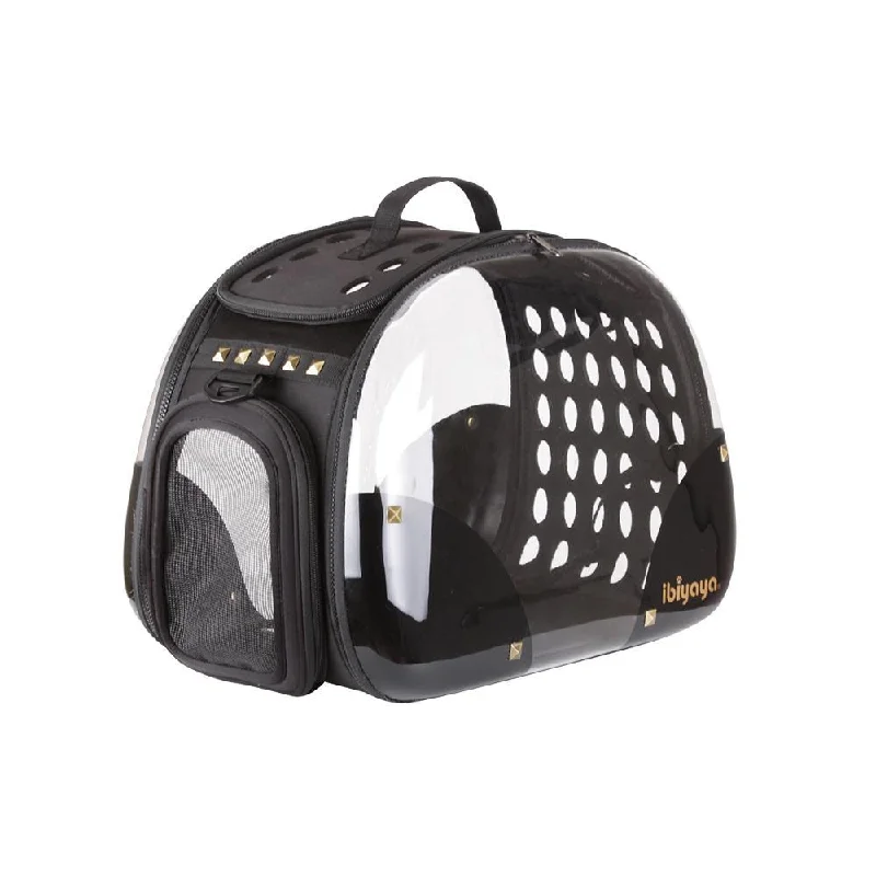 Ibiyaya Transparent Hardcase Pet Carrier Hard Rock Black