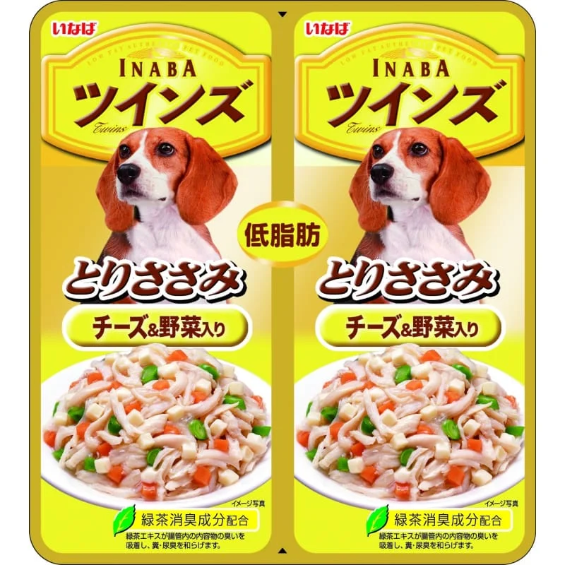 Inaba Twin Pouch Chicken Fillet with Cheese & Vegetables in Jelly Wet Dog Food 80g