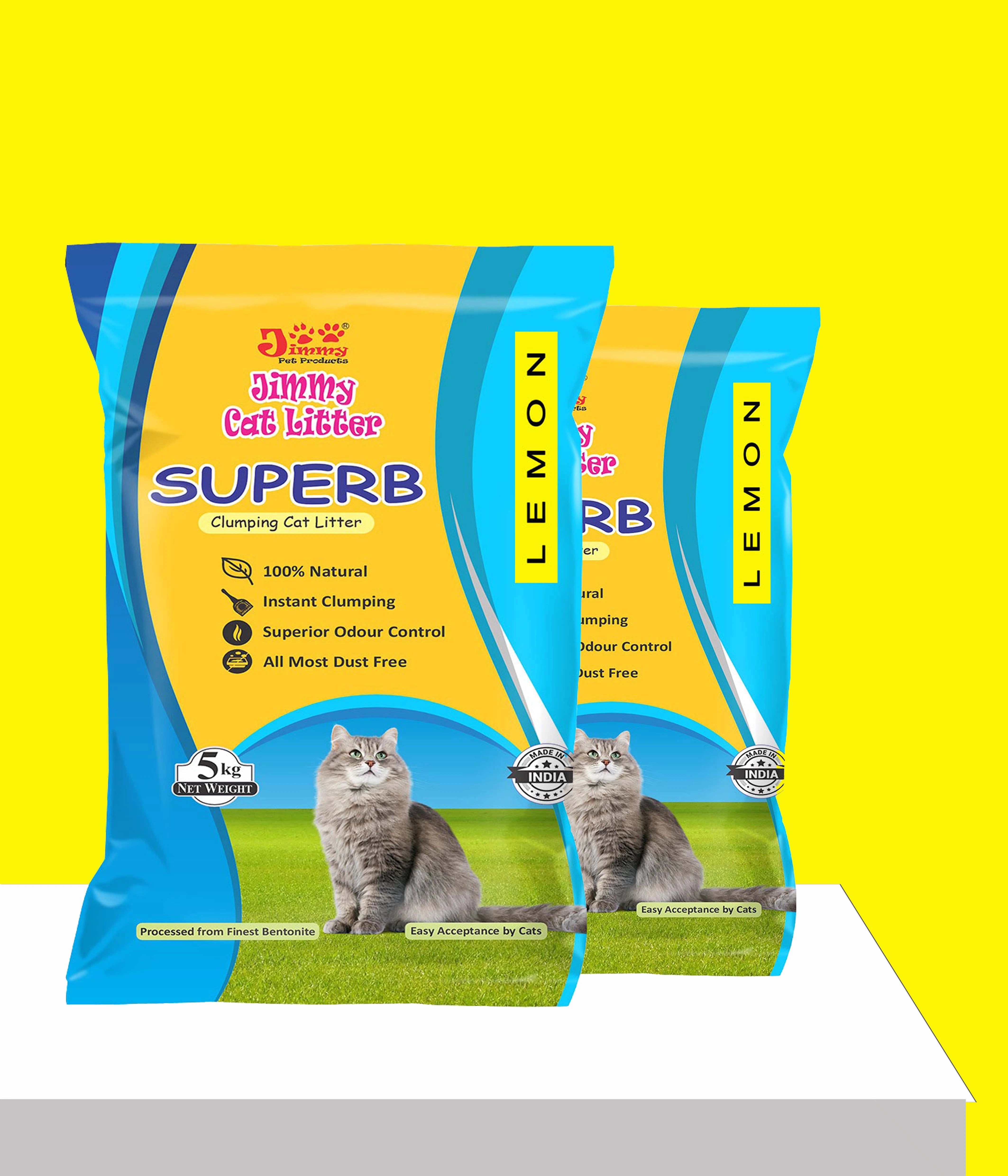 JiMMy Superb Clumping Bentonite Cat Litter Sand for cat 10 kg Lemon Fragrance