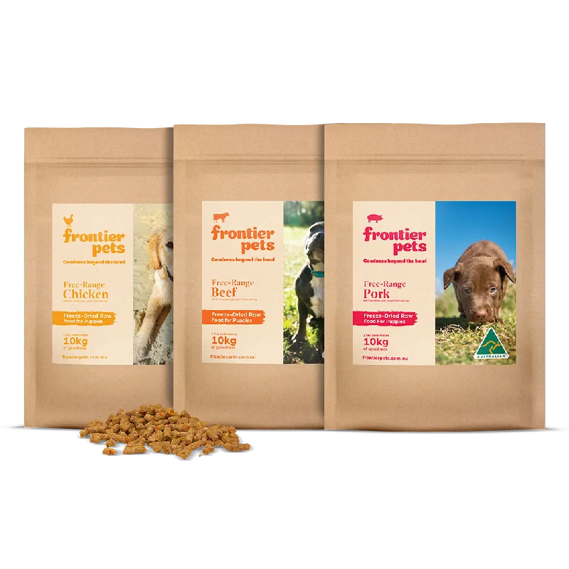 LARGE PACK COMBO | Free-Range 'Beef + Pork + Chicken' | Raw Freeze Dried - Puppy