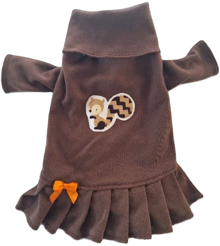 Little Squirrel Brown Turtleneck Shirt Dress