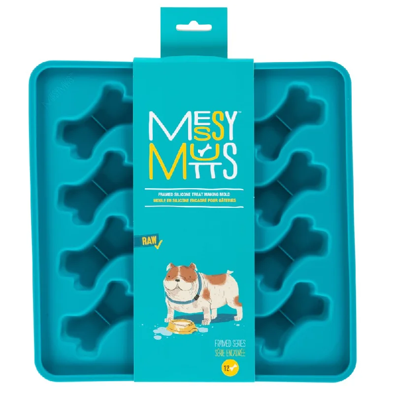 Messy Mutts Framed Silicone Dog Treat Making Mold (12 Bones, Blue)