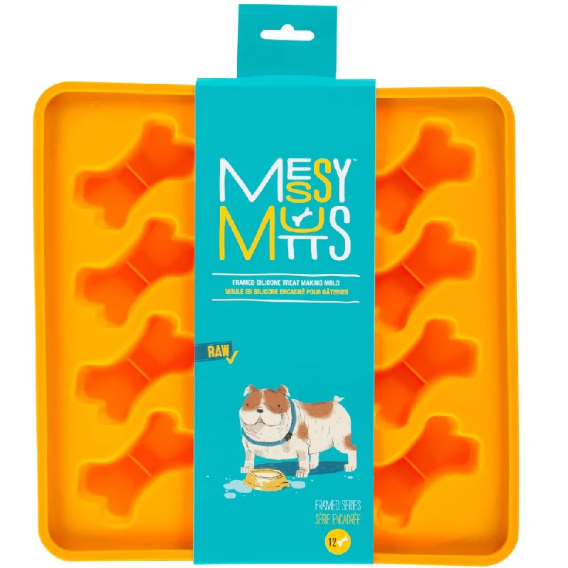 Messy Mutts Framed Silicone Dog Treat Making Mold (12 Bones, Orange)