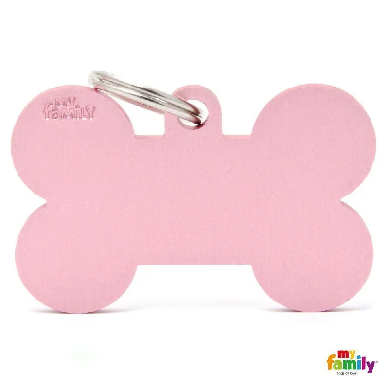 My Family Basic Bone Extra Large Pink Dog Tag with Free Engraving=^._.^=