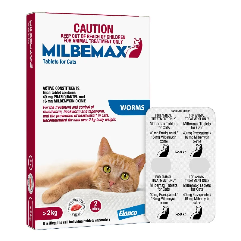 Milbemax All Wormer Tablet for Cats 2-8kg 2 Pack