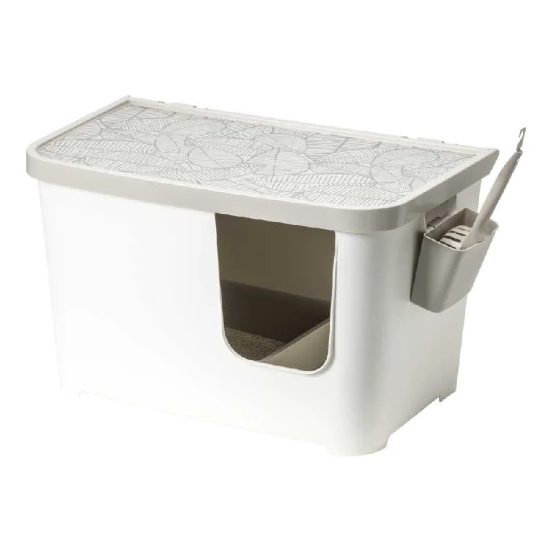 Moderna Casetta Camelia High Wall Cat Litter Box, Soft White