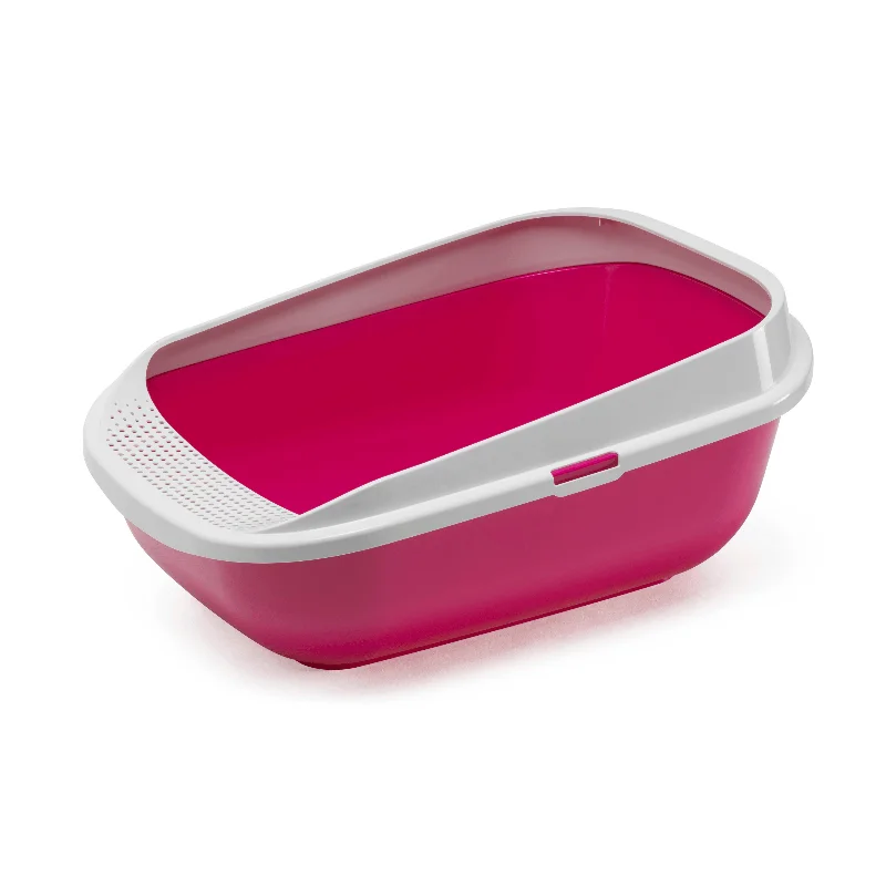 Moderna Comfy Step Cat Litter Tray, Open Cat Toilet, Hot Pink