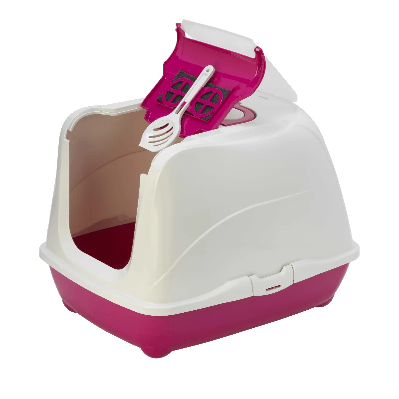 Moderna Flip Cat Enclosed Cat Litter Box, Hot Pink