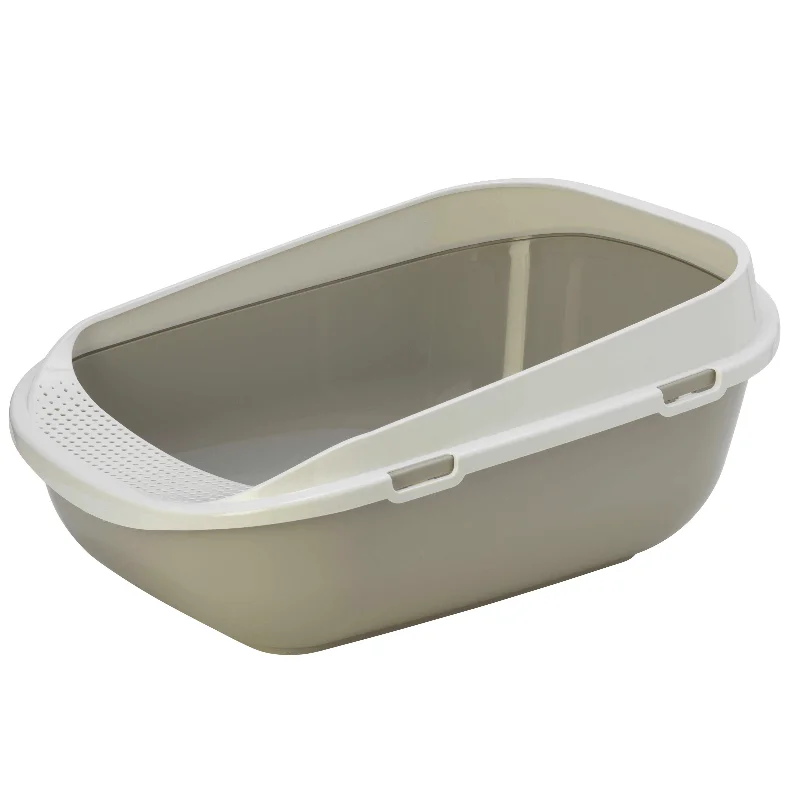 Moderna Mega Step Cat Litter Tray, Open Cat Toilet, Warm Grey