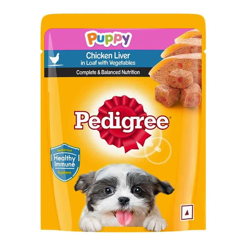 Pedigree Wet Food for Puppies - Chicken Liver in Loaf with Vegetables (70g x 15 Pouches)