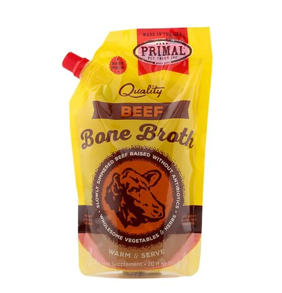 Primal Beef Bone Broth Grain-Free Frozen Dog Food and Cat Food