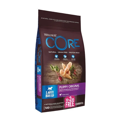 Wellness CORE Chicken Grain Free Dry Puppy Food for Large Breeds 10kg + 2kg Free