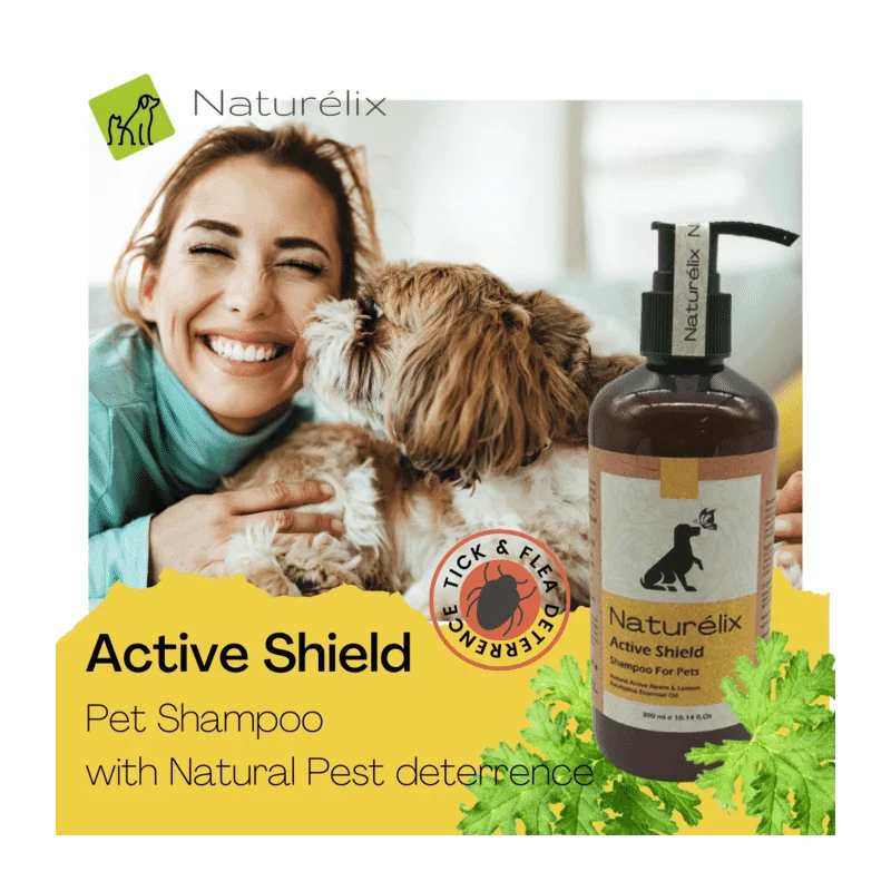 Naturelix Active Sheild Dog Shampoo- Tick & Flea Repellent Moisturising Shampoo, 300ml