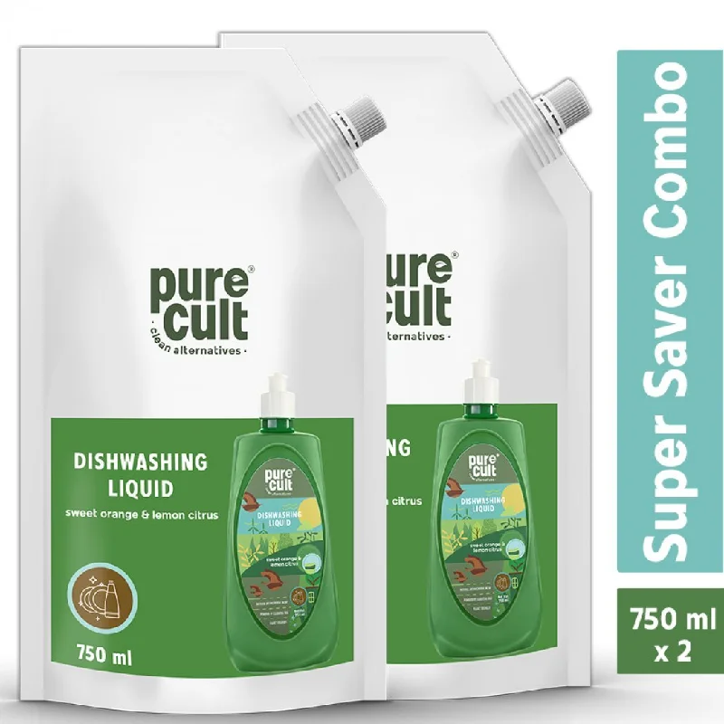 PureCult Dishwashing Liquid 750 ml Combo (Pack Of 2)