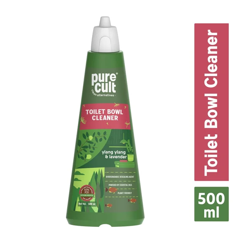 PureCult Eco-Friendly Toilet Bowl Cleaner with Ylang Ylang & Lavender Essential Oils, 500ml