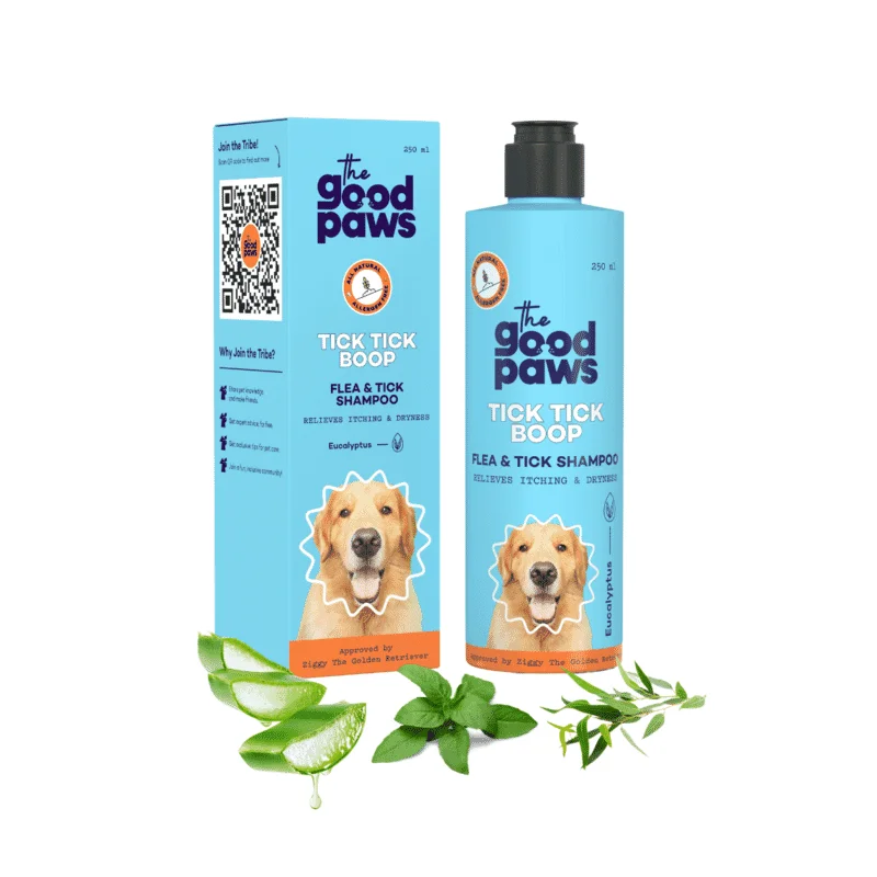 The Good Paws Tick Tick Boop Flea & Tick Relief Dog Shampoo with Eucalyptus & Lemongrass - Itch Soothing, 250ml