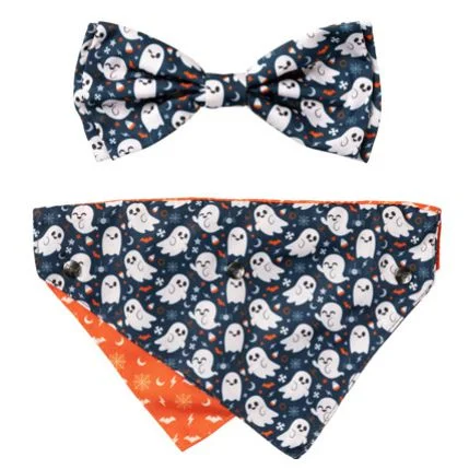 FuzzYard Halloween Bandana and Bow Tie Set Thats the Spirit for Medium to Large Size Dogs